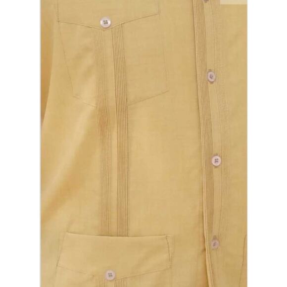 D'Accord Men's 2X Gold Cuban Guayabera Shirt 100% Linen Embroidered EUC - Picture 10 of 10